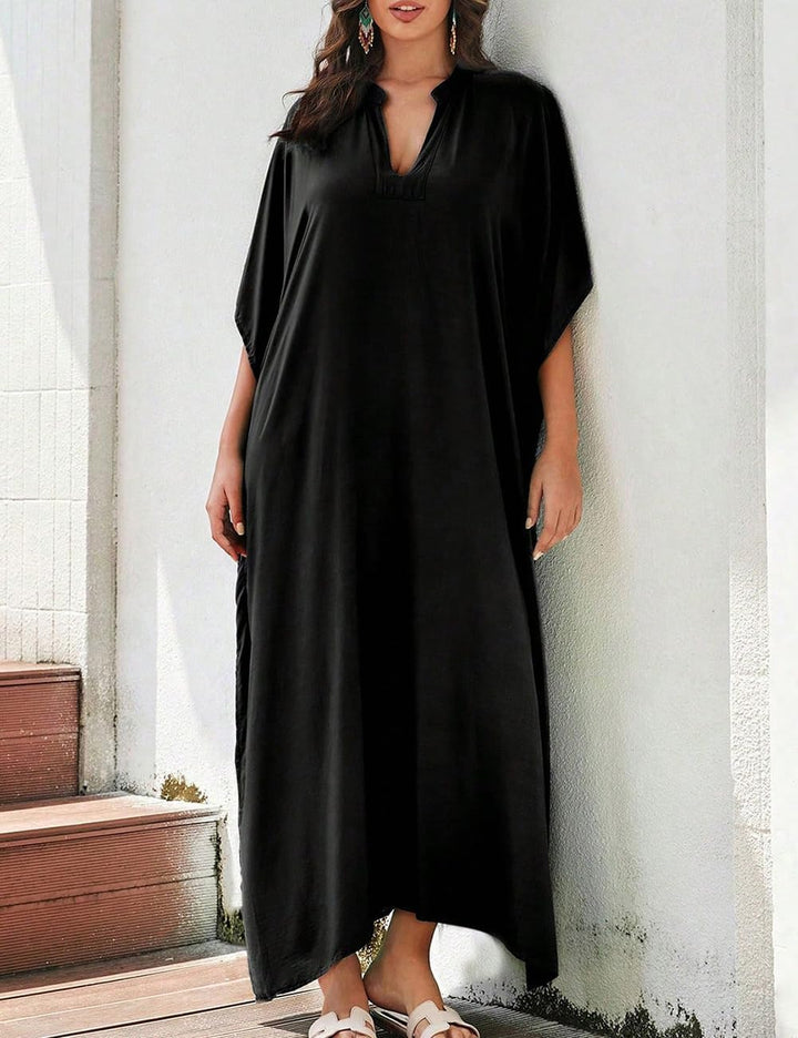 Bsubseach Frauen Plus Grösse Kaftan Kleid Badeanzug Druck Kaftan Strand Cover Up Kleid Y-Schwarz, Y-