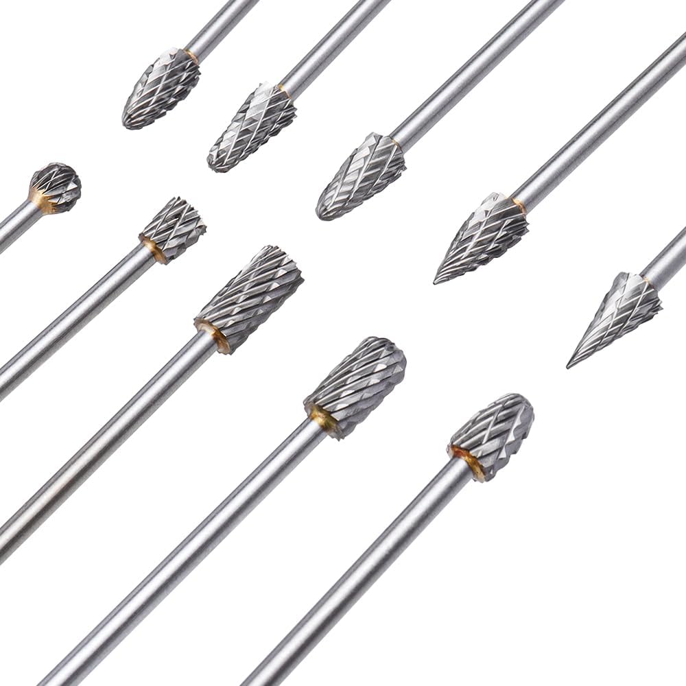 Treki 10 Stück 100mm Lang Hartmetall Frässtifte mit 3mm Schaft Wolframcarbid Fräser Fräsaufsatz für