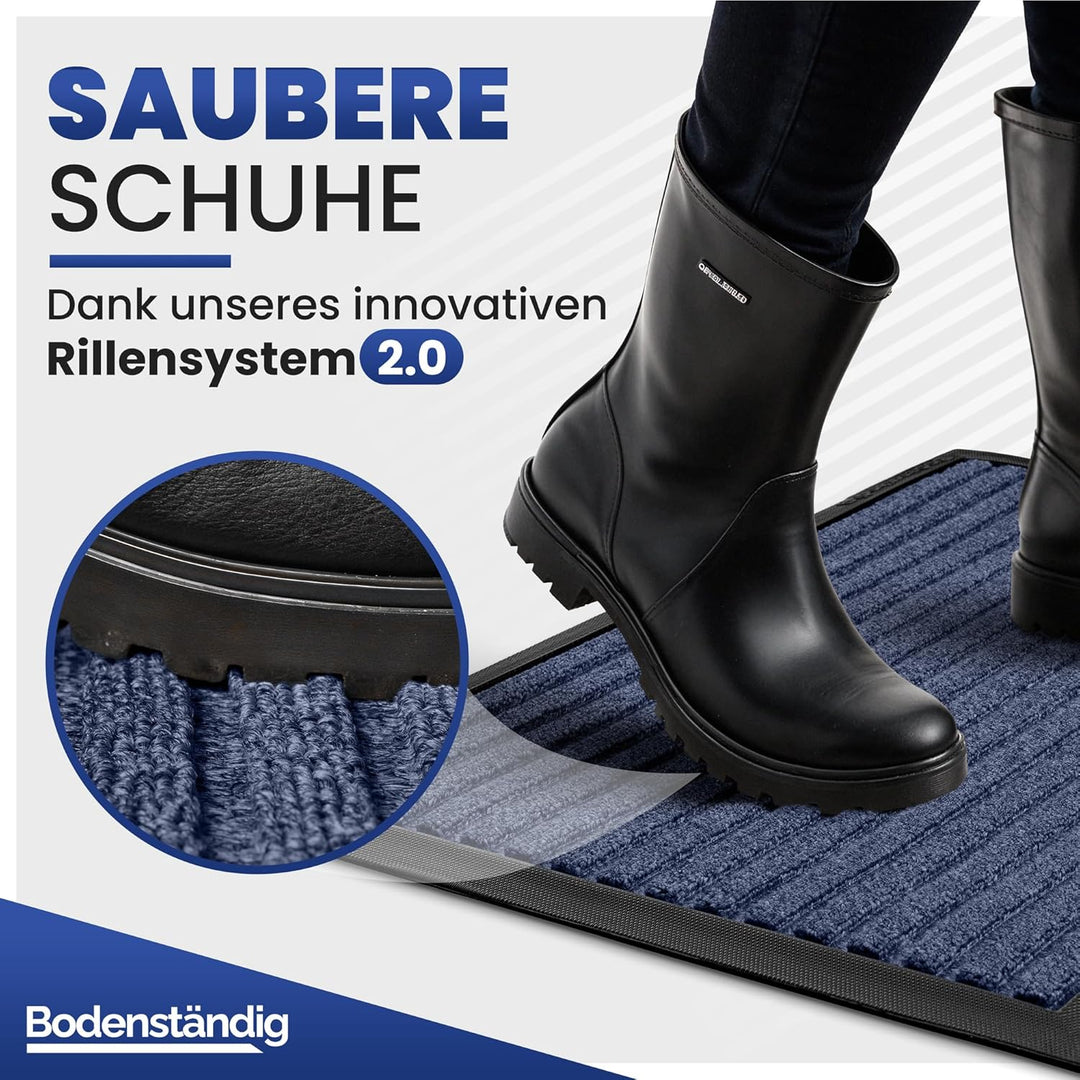 Fussmatte aussen - extrem rutschfest &amp; langlebig - Fussabtreter aussenbereich grau blau 60x90 cm - T
