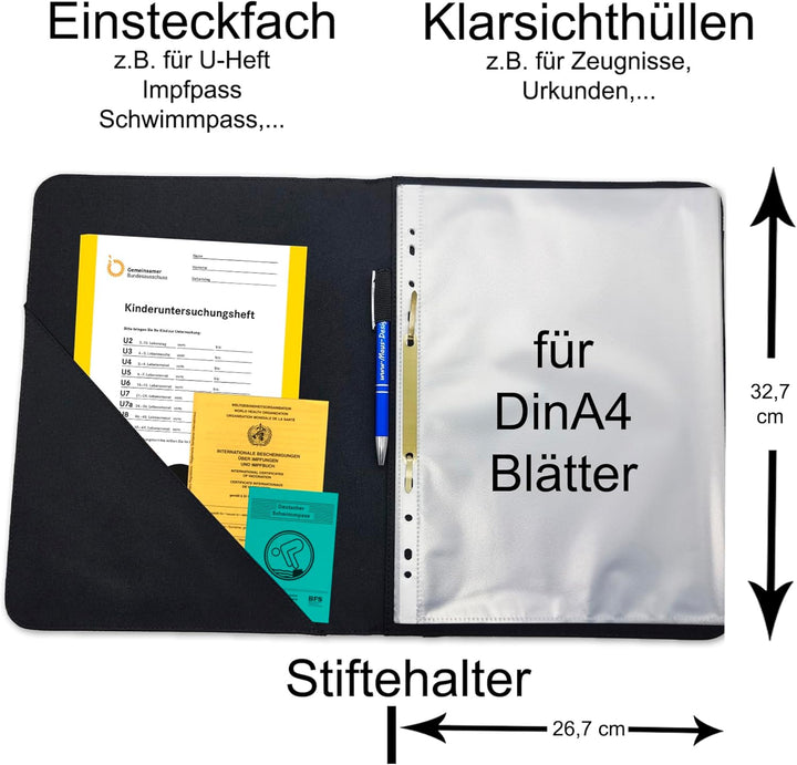 Zeugnismappe mit Name | Zeugnismappe personalisiert | mit Klarsichthüllen A4 + | Urkundenmappe | per
