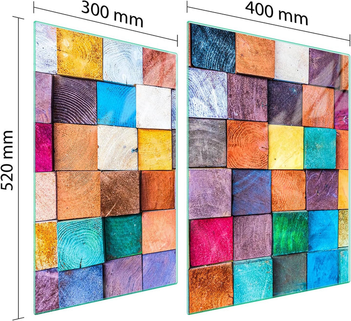 TMK ArtDeko Herdabdeckplatte 2 Teilig 30x52 + 40x52 cm - Spritzschutz Herdabdeckung – Herdschutz aus