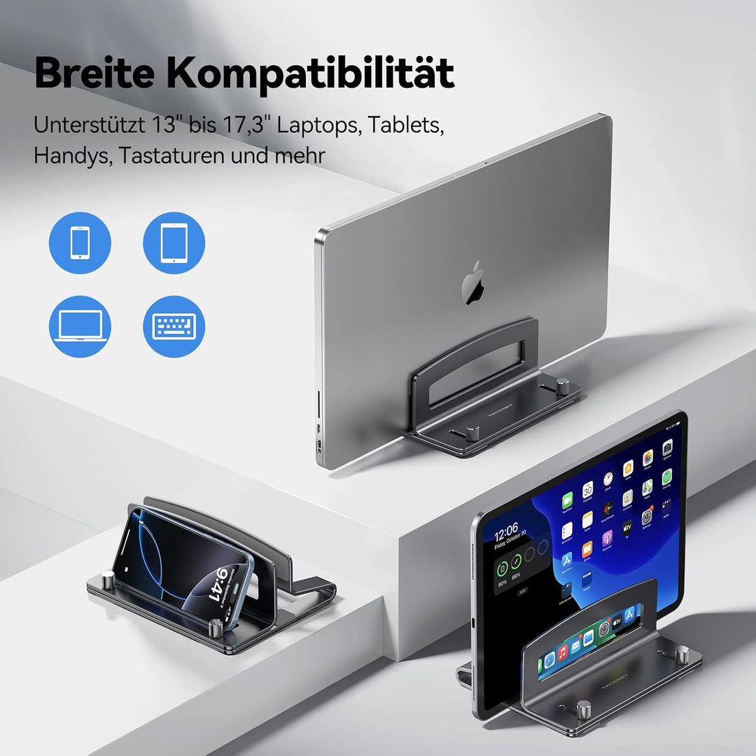 TECKNET Vertikaler Laptop Ständer aus Aluminium, Verstellbarer Laptop-Ständer, durchbrochenes Design