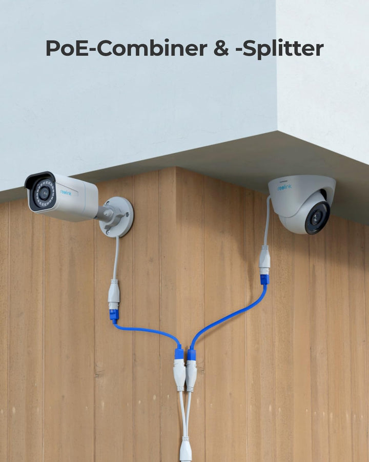 Reolink PoE Combiner & Splitter, Stromversorgung für 2 IP Kameras mit nur 1 Kabel, Unterstützt bis z