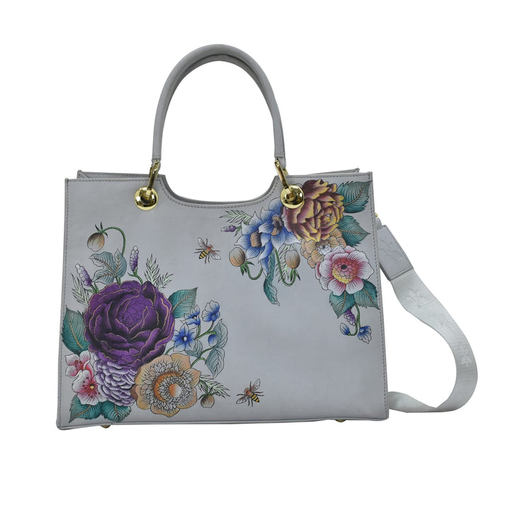 Anuschka Handbemalte Satchel Tasche aus Echtleder Floral Charm, Floral Charm