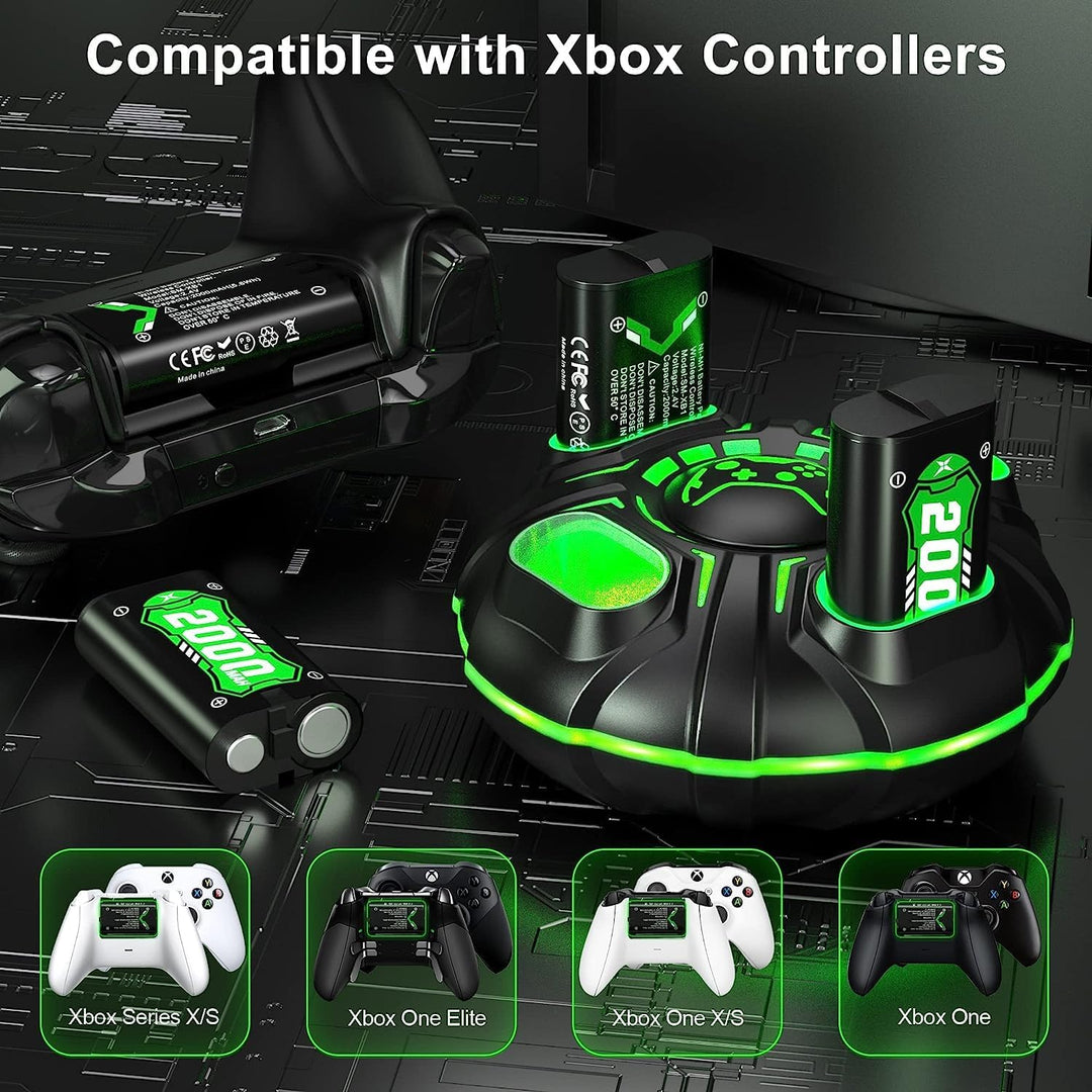 SWANPOW Akku für Xbox One/Series X&S Controller, (4x4800mWh) 4x2000mAh wiederaufladbare Akkus mit La