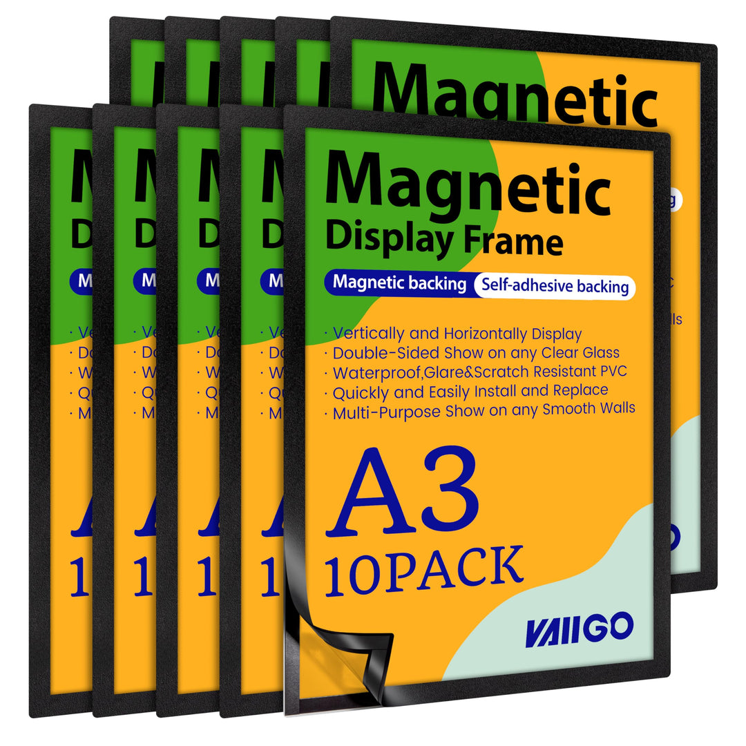 VAIIGO Magnetrahmen Info-Rahmen Selbstklebend mit Magnetverschluss für Informationsrahmen DIN A3 For