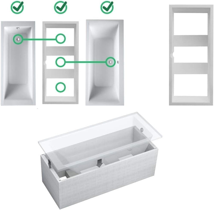 VBChome Badewanne 140 x 70 cm Weiss Acryl SET Wannenträger Siphon Wanne Rechteck Design Modern Styro