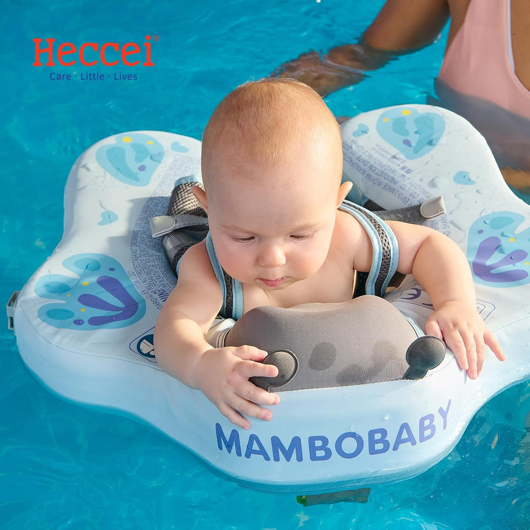 HECCEI Baby Schwimmring Mambobaby Nicht Aufblasbarer Schwimmreifen mit Sonnendach Schwanz, Weiches W