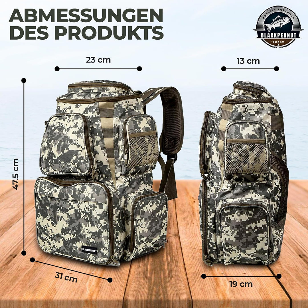 Angelrucksack mit Boxen - AngelnTasche, Angelrucksack, Inklusive 4 Tackleboxen, Zum Organisieren Auf