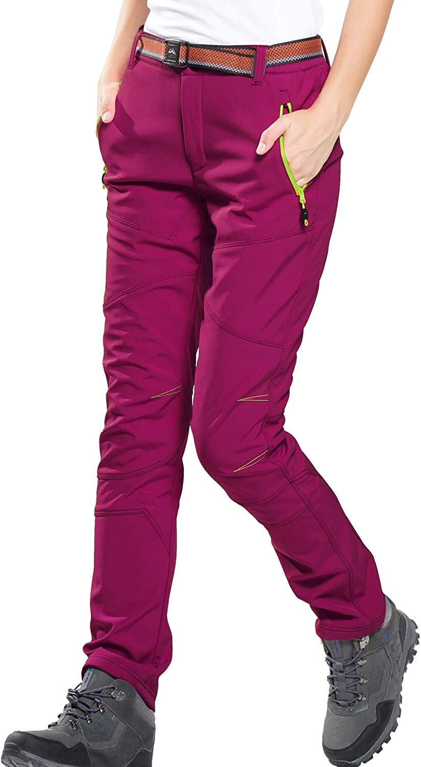 FLYGAGA Damen Outdoorhose Softshellhose Wanderhose Gefüttert Fleece Warm Wasserdicht Winddicht Softs