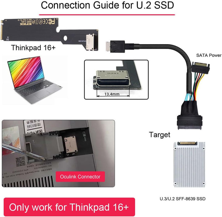 cablecc PCI-E 3.0 M.2 M-Key zu OCULINK SFF-8612 SFF-8611 Host-Adapter für Externe Grafikkarte &amp; SSD