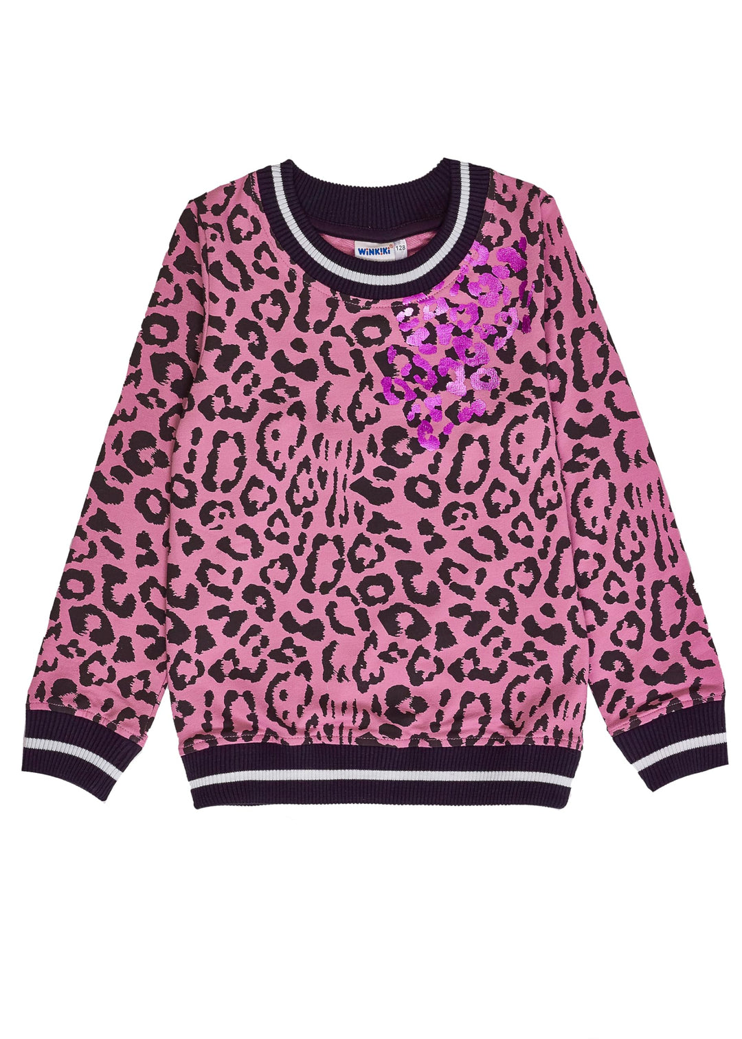 Winkiki Kinder Teenager Mädchen Pullover Leopardenmuster Longsleeve Langarm. Rosa 152, Rosa 152