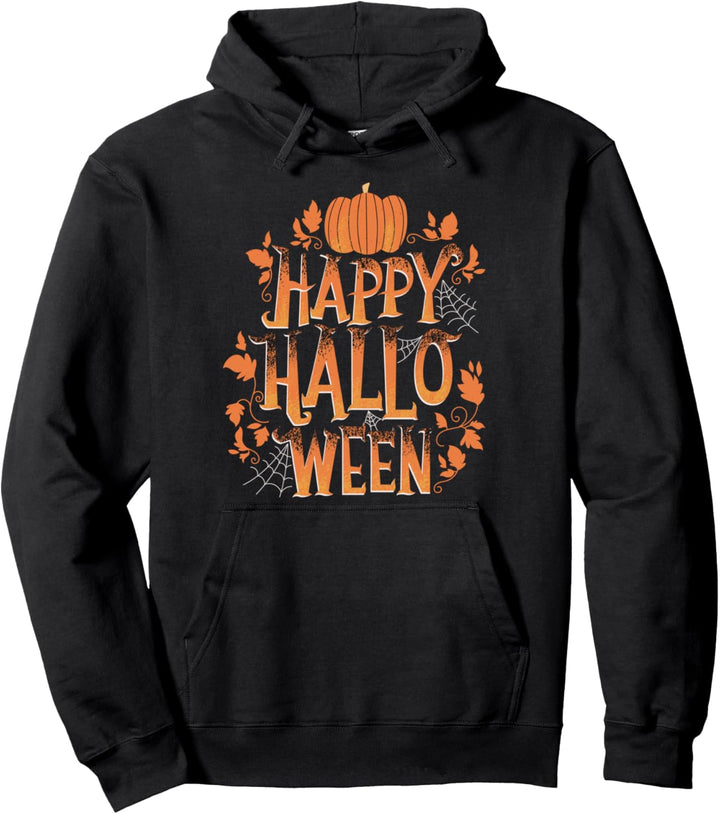 Retro Vintage Happy Halloween Kürbis Spinnennetz Ranke Pullover Hoodie