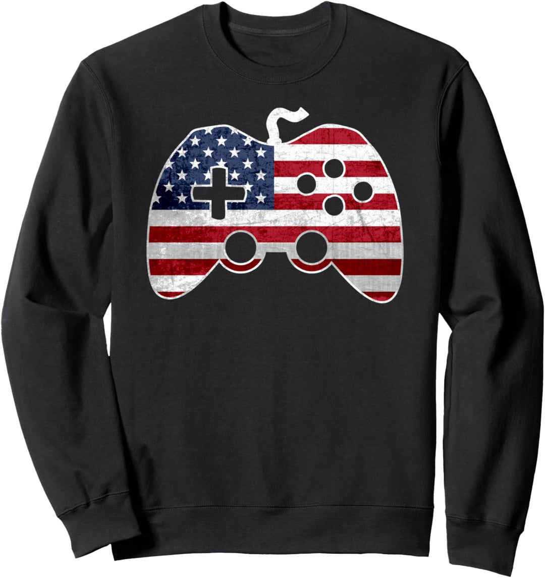 4th Of July Video Gamer American Flag Controller Games Love Sweatshirt
