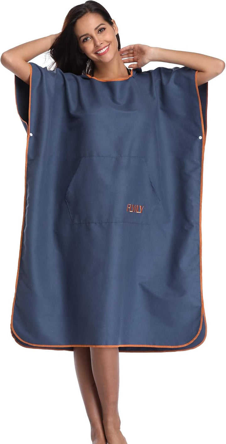 FLYILY Microfaser Surf Poncho Handtuch mit Kapuze Bademantel zum Schwimmen und Strand wechseln Einhe