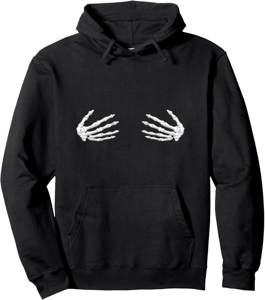 Halloween Boob Skeleton Hand Pullover Hoodie