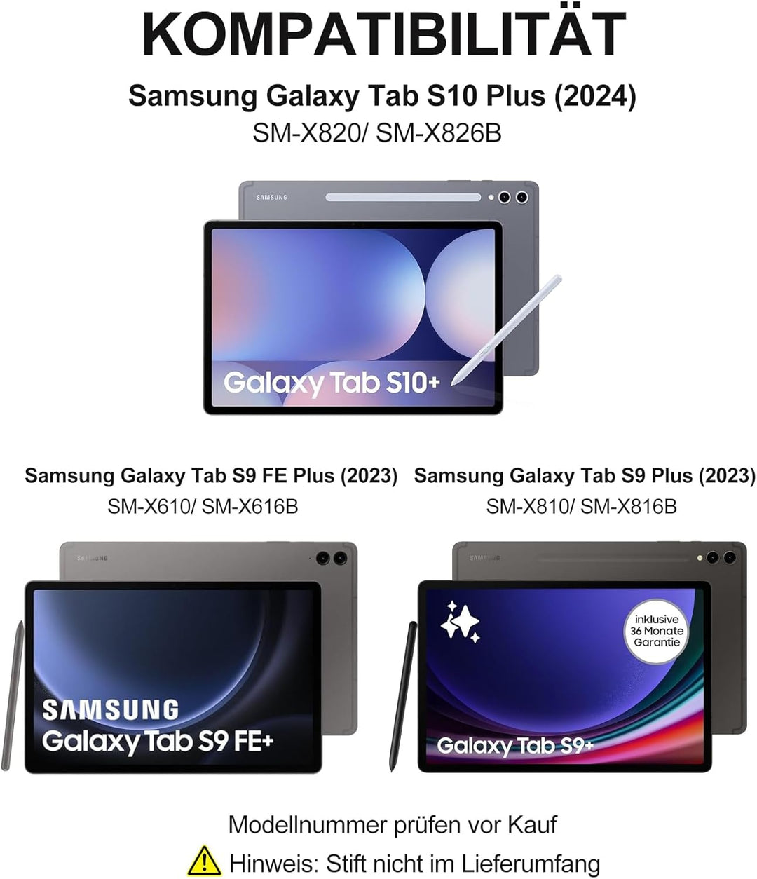 Hülle mit Deutscher QWERTZ-Tastatur für Samsung Galaxy Tab S10 Plus 12,4 Zoll (2024), S9 Plus (2023)