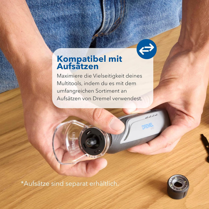 Dremel 8150 Bürstenloses Akku-Multitool-Set, 7,2V 2Ah per USB-C Aufladbarer, 20 Zubehöre, Variable D