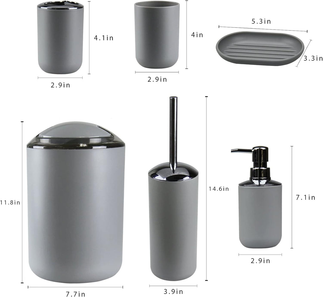 IMAVO Badezimmer-Zubehör-Set, 6-teilig, Kunststoff-Geschenk-Set, Zahnbürstenhalter, Zahnbürstenbeche