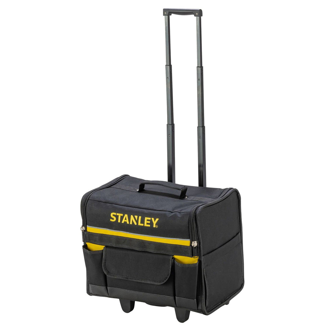 STANLEY Werkzeugkoffer (mit Rollen, 44,5 x 25,5 x 42 cm, wasserfester Kunststoffboden, Trolley aus s