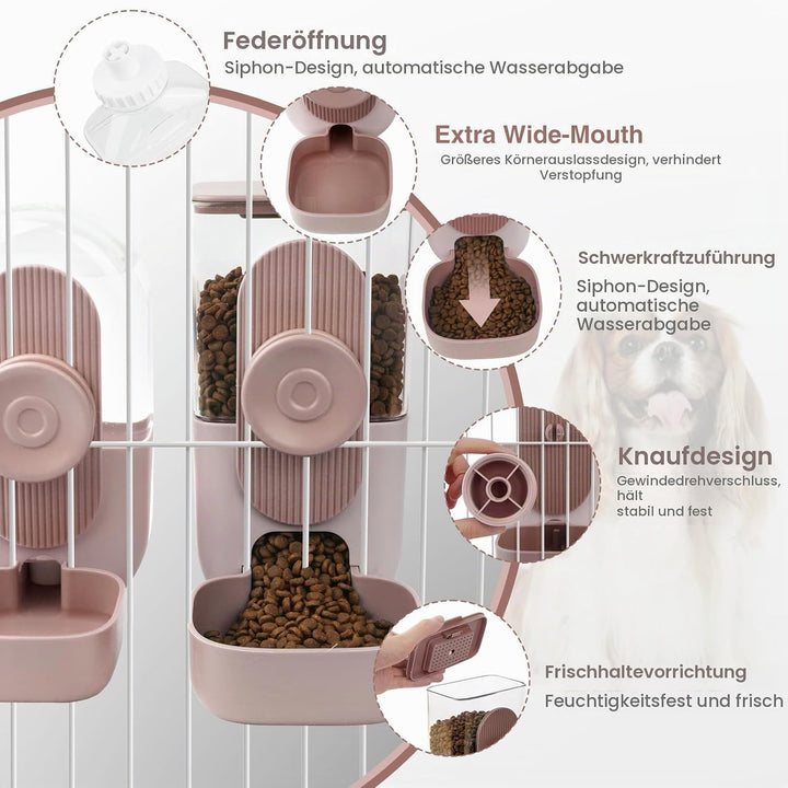 HENYEER Automatischer Futter und Wasserspender für Haustiere,Hängend Futterspender, Automatischer Fu