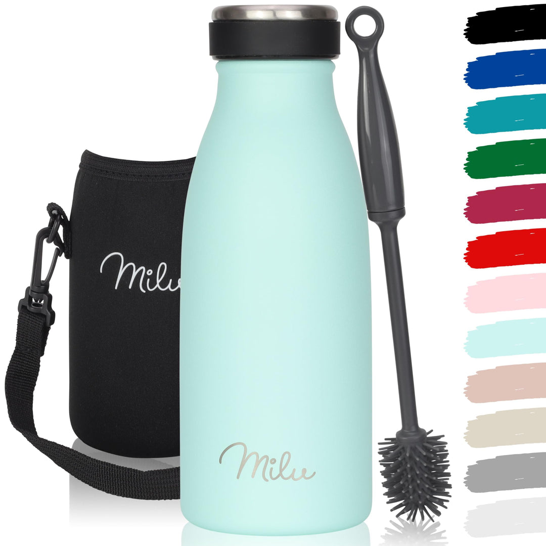 Milu Edelstahl Trinkflasche 350ml, 500ml, 750ml, 1L, 1,5L – Thermosflasche für Kinder Erwachsene aus