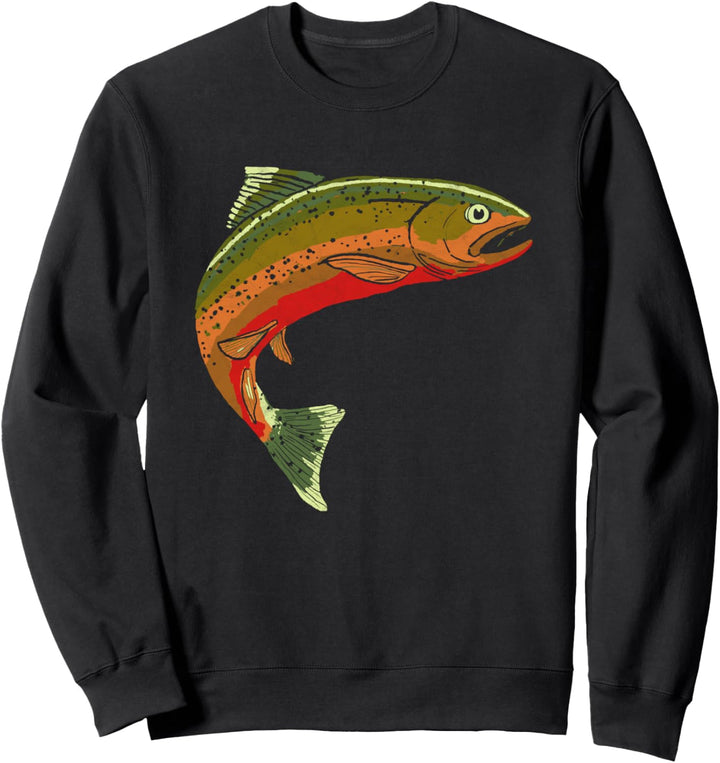 Vintage Trout Fishing Retro Fish Graphic Sweatshirt