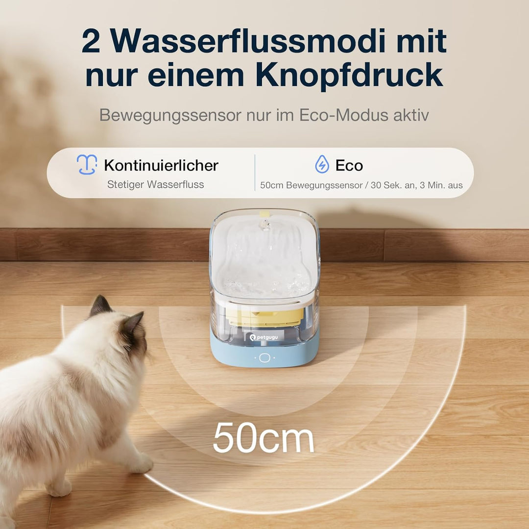 PETGUGU Katzenbrunnen mit App Steuerung inkl. 3 Ersatzfilter, 8-Schicht-Filtration Trinkbrunnen für