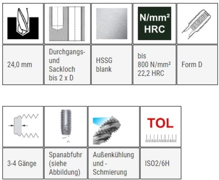 Baer Einschnittgewindebohrer M27 HSSG Form D Gewindeschneider - Grösse M 27 x 3,0 DIN 352 Gewinde Bo