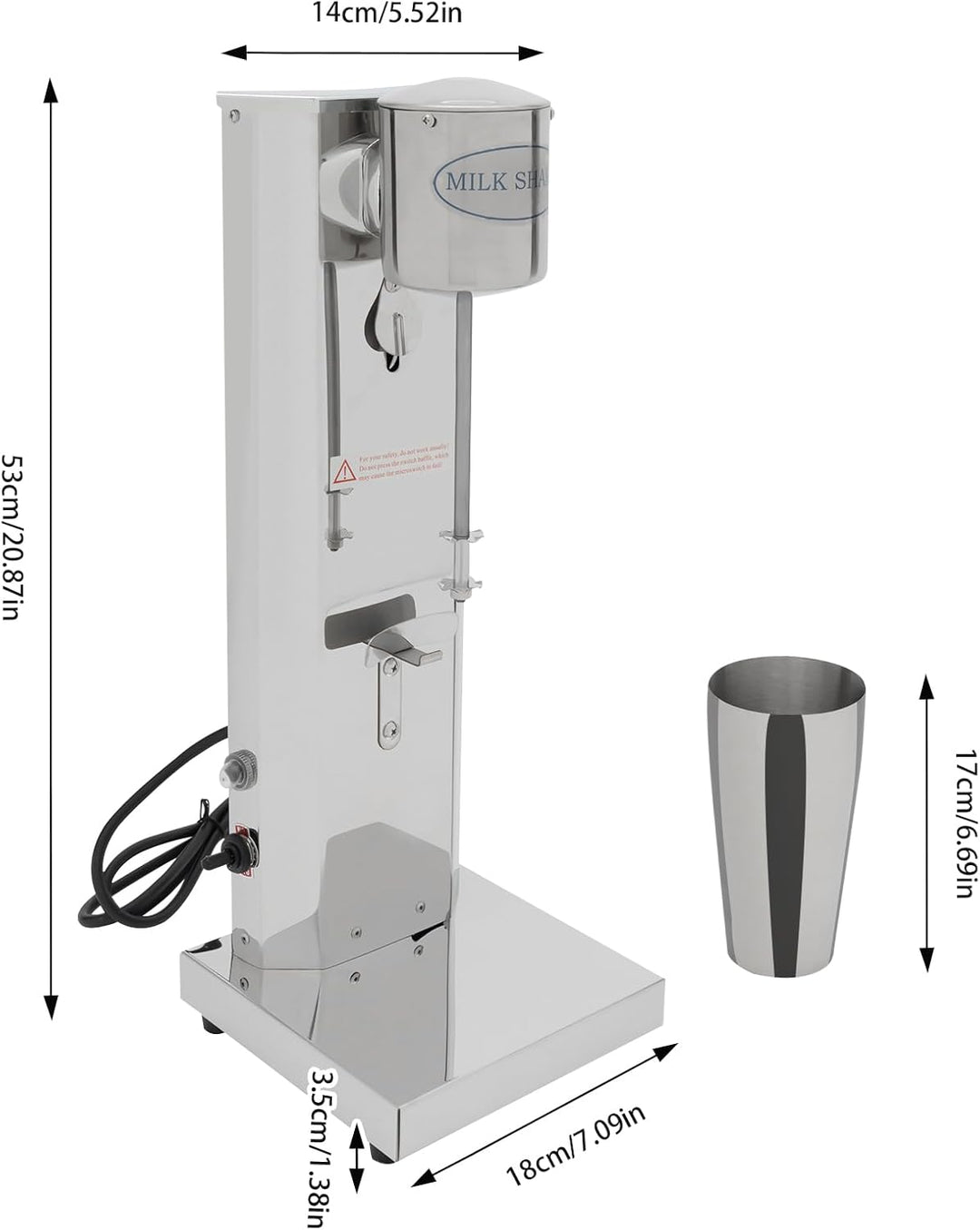 650ML Milchshaker Drink Mixer Getränkemixer Elektrischer Standmixer Edelstahl Shaker für Cocktailmix
