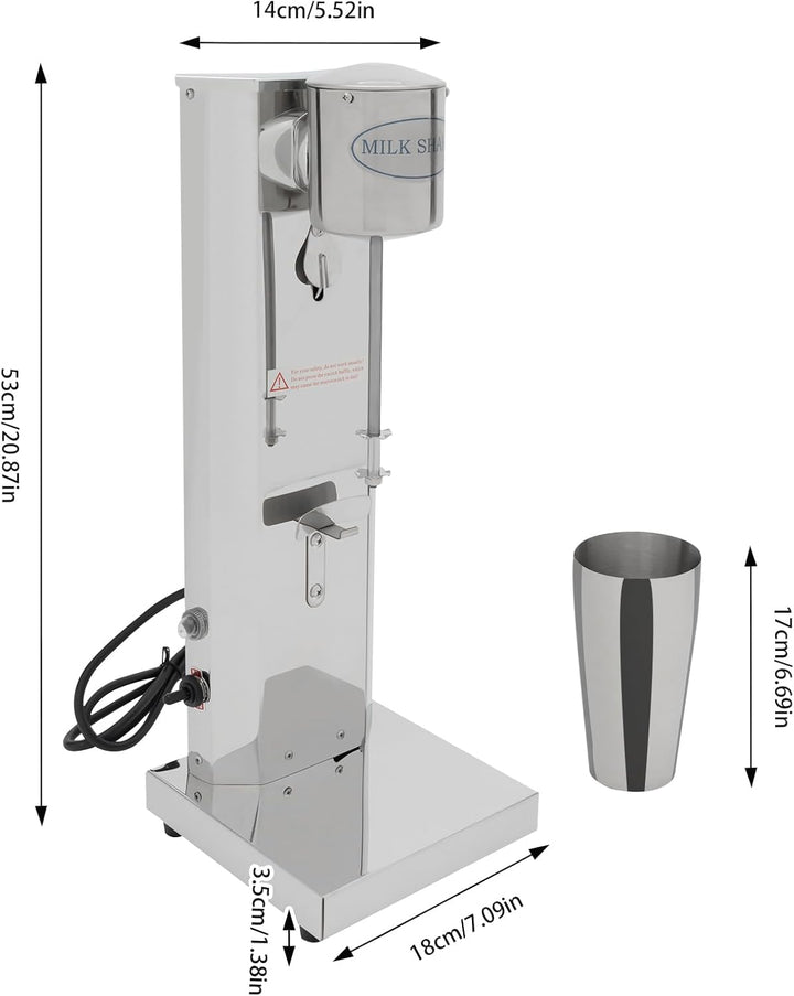 650ML Milchshaker Drink Mixer Getränkemixer Elektrischer Standmixer Edelstahl Shaker für Cocktailmix