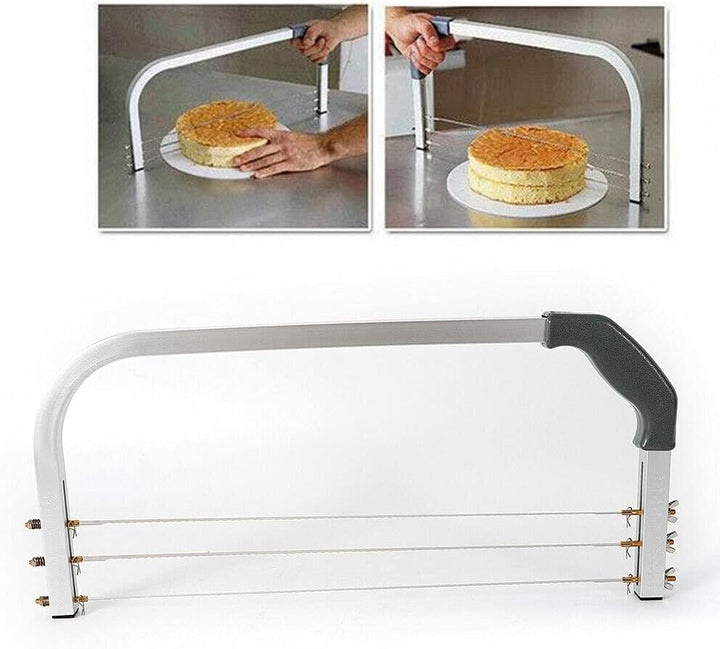 Tortenschneider Edelstahl Tortenbodenschneider Höhenverstellbar Kuchenschneider Tortensäge-Draht Gez