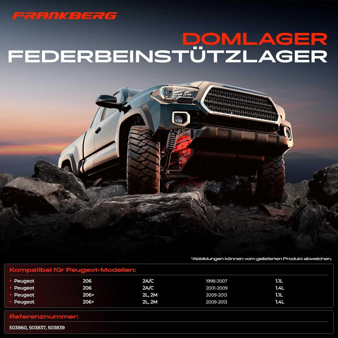 Frankberg Domlager Federbeinstützlager Vorne Rechts Kompatibel mit 206 2A/C 206+ 2L 2M 1.1L 1.4L 199