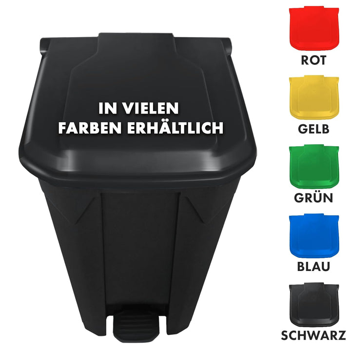 Floordirekt Mülleimer 80 Liter, grauer Deckel, Abfalleimer für Küche und Büro, Mülltrennsystem, Tret