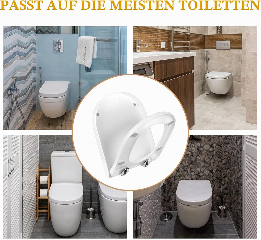 Kinsinder D Form Toilettendeckel, WC Sitz mit Absenkautomatik, Toilettensitz Klodeckel Klobrille mit