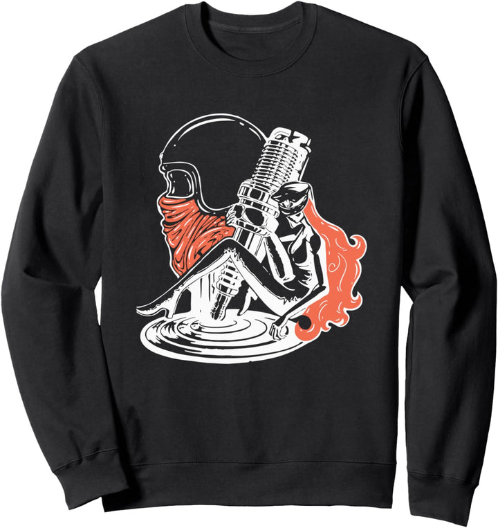 Rothaarige Bikerin und Motorradfahrer Sweatshirt