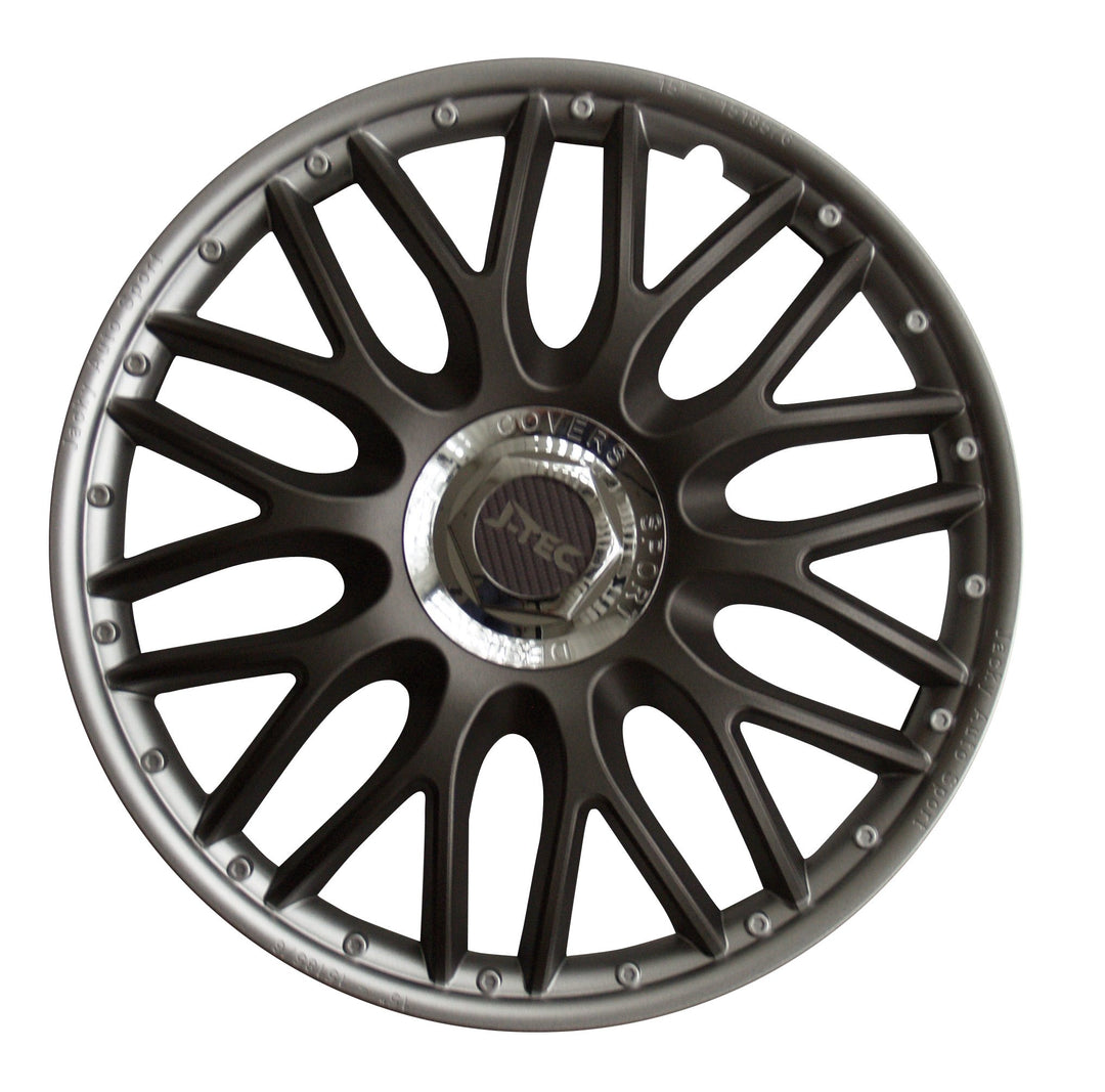 j-tec - Radkappen, 35,6 cm, Orden SR, Graphit/Silber, 4 Stück, 35,6 cm