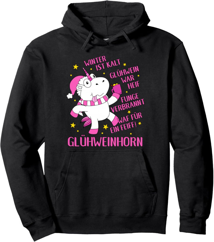 Glühweinhorn Glühwein Einhorn Sprüche Weihnachten Weihnachts Pullover Hoodie