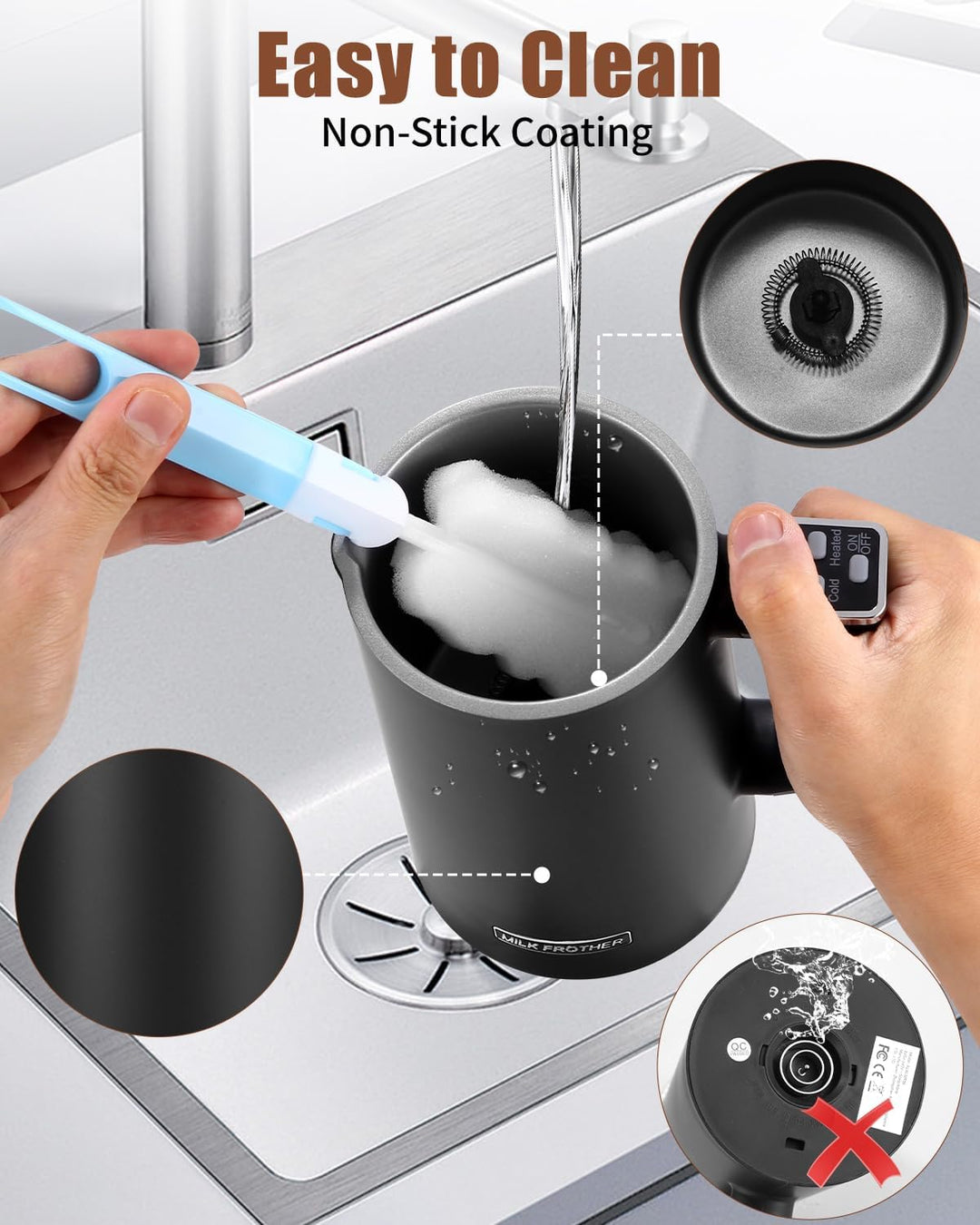 Elektrische Milchaufschäumer 4-in-1 Automatische Induction Milch Frother 500 ML Kapazität für Latte