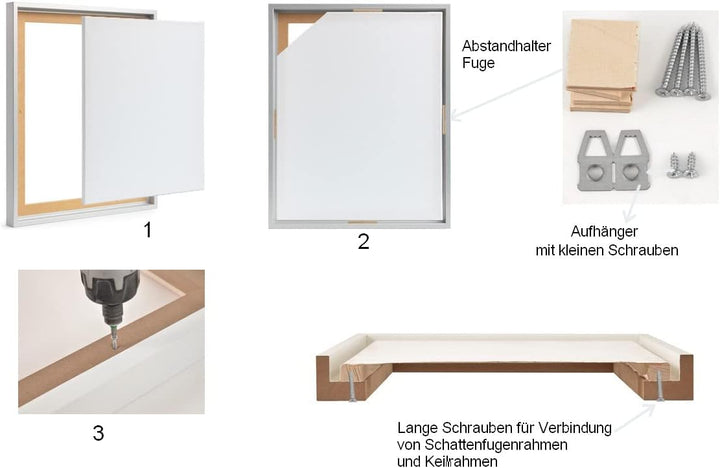 rahmengalerie24 Schattenfugenrahmen 50x80 cm alu für Leinwand Bilderrahmen Keilrahmen für Leinwände