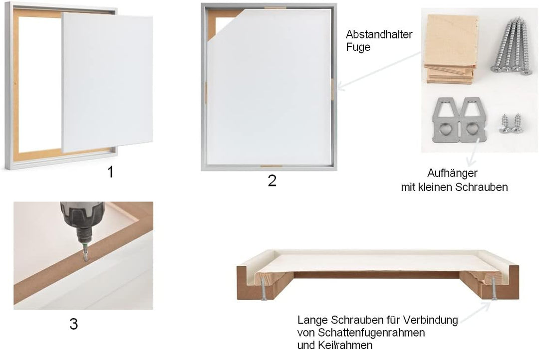 rahmengalerie24 Schattenfugenrahmen 90x120 cm schwarz matt für Leinwand Bilderrahmen Keilrahmen für
