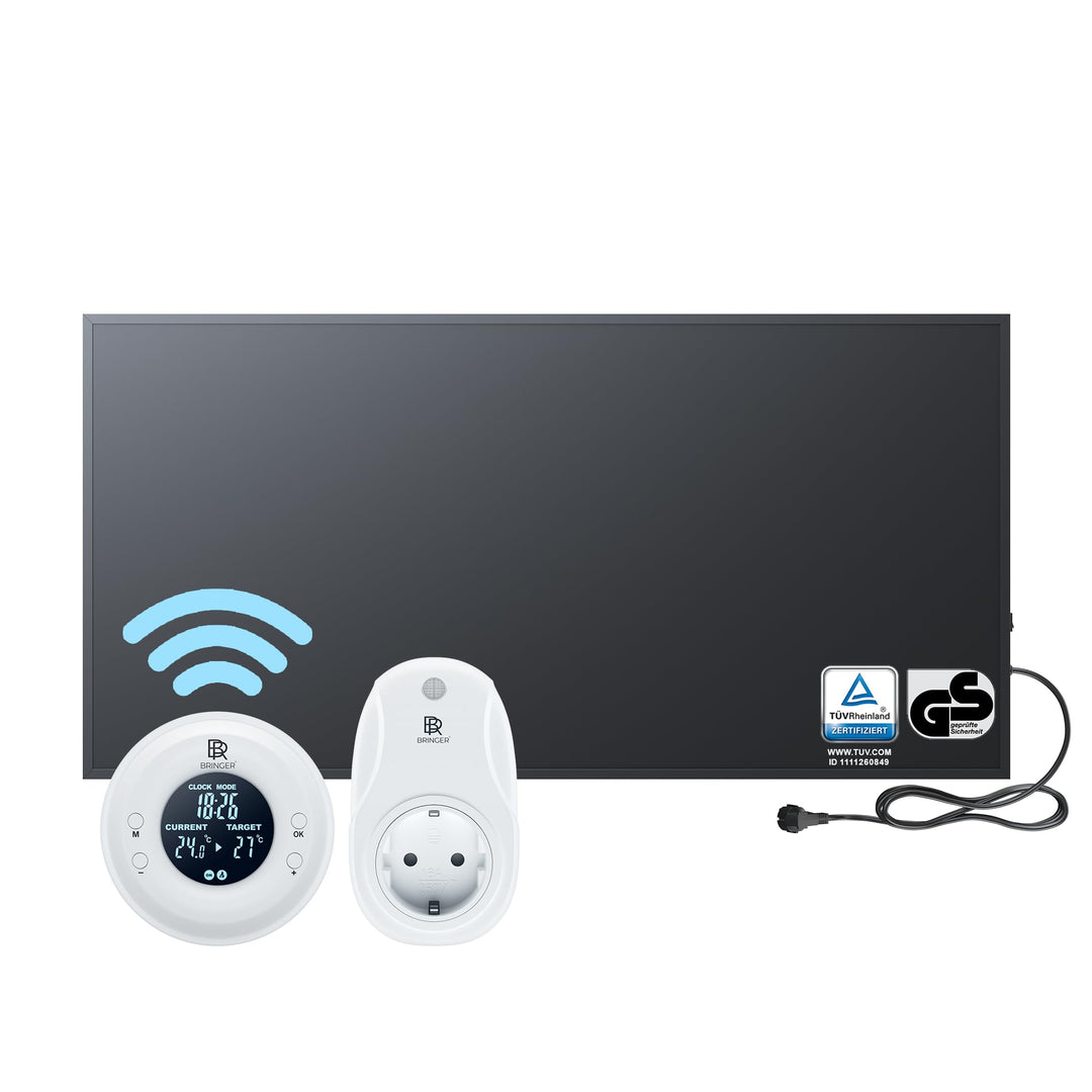 BR Bringer Infrarotheizung 1000 Watt - mit Thermostat und Fernbedienung - Infrarot Elektroheizung En
