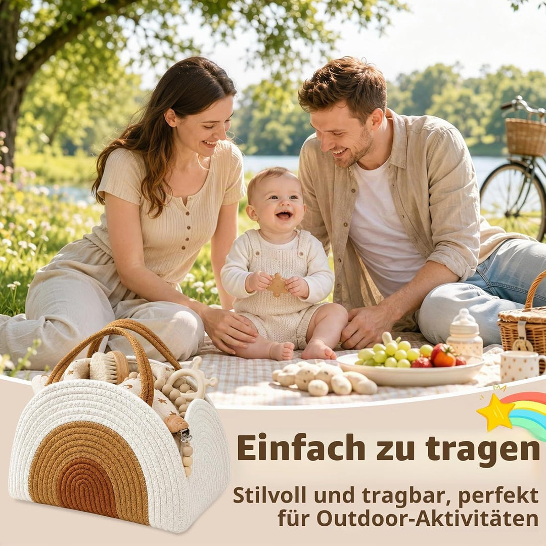 Baby Windel Caddy Organizer, Wickeltisch Organizer mit Fächern und Griffen, Tragbarer Wickeltasche O