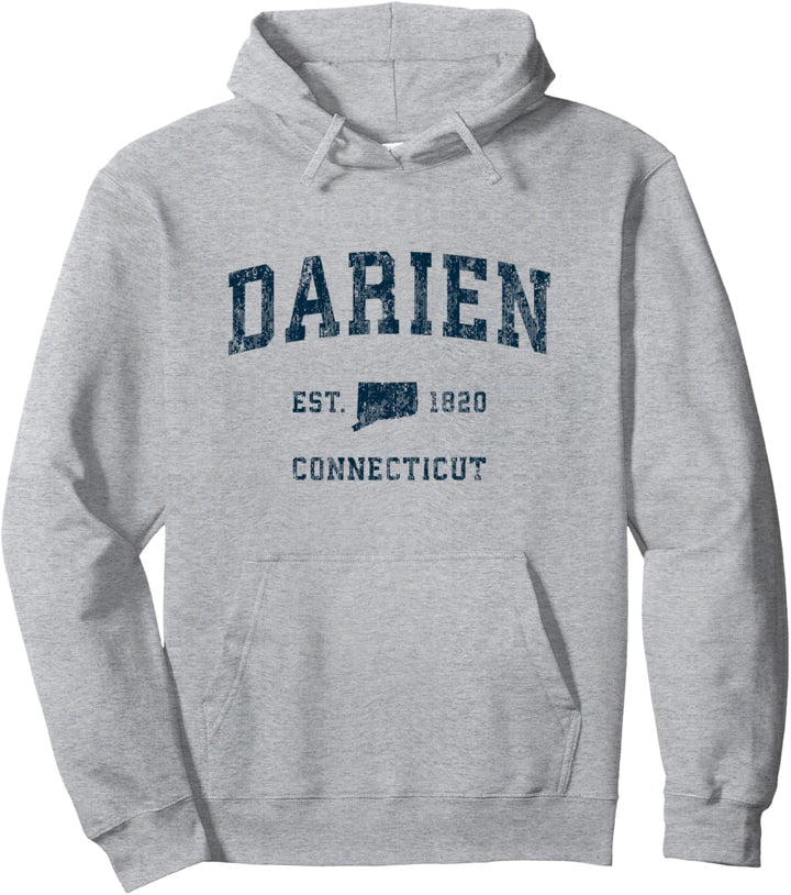 Darien Connecticut CT Vintage-Sport-Design, Marineblau Pullover Hoodie