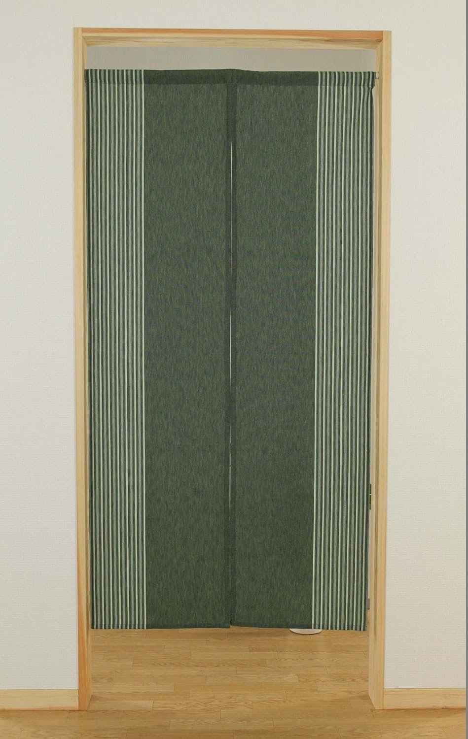 Narumi Japanischer Noren-Vorhang, vertikal, gestreift, Baumwollstoff, Dunkelgrün, Dunkelgrün