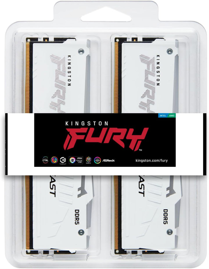 Kingston FURY Beast Weiss RGB EXPO 32GB 6800MT/s DDR5 CL34 DIMM Desktop Gaming Speicher Kit mit 2 -