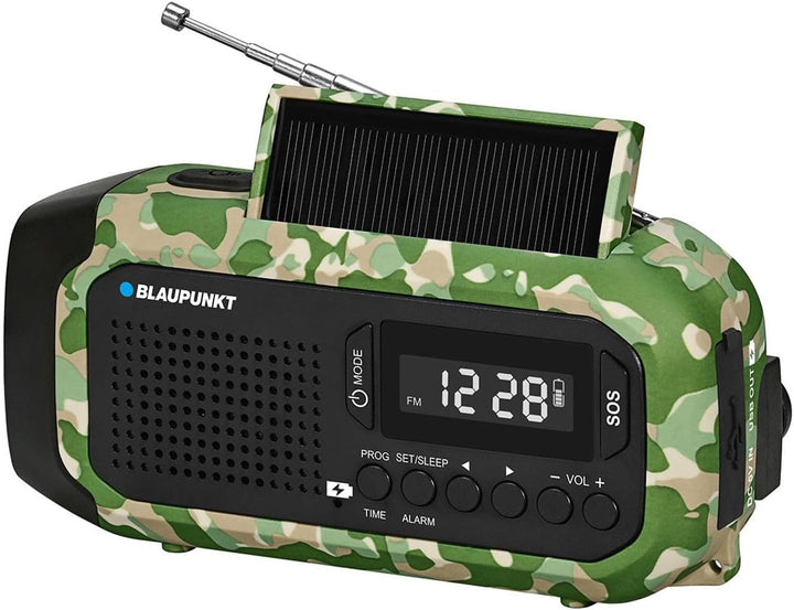 Blaupunkt ER20GC Notradio Solar AM FM Generator Handgenerator USB C Powerbank Taschenlampe LED Lesel