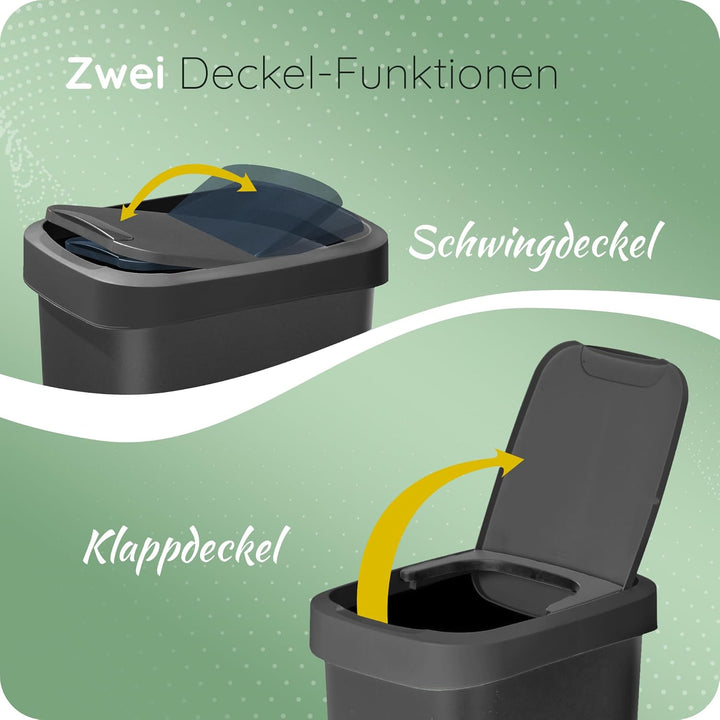 Novaliv Mülleimer 25L mit 2in1 Deckel, Klappdeckel & Schwingdeckel, Anti-Geruch Abfalleimer für Küch