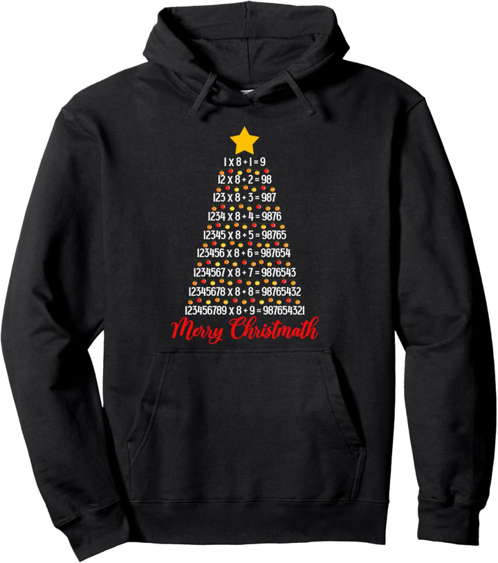 Merry Christmas Tree Math Teacher Xmas Tee Merry Christmath Pullover Hoodie