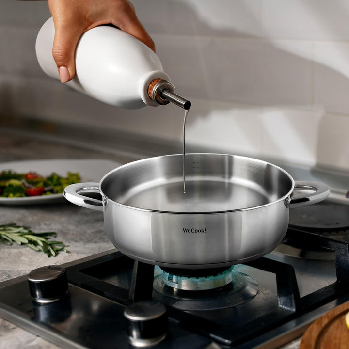 STAINLESS LOW COOKING POT WITH LID 22 cm., 22 cm